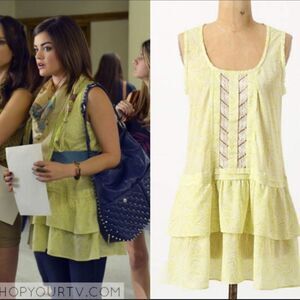 Anthropologie Eloise Chemise Lace Trim Chartreuse Yellow Ruffle Medium